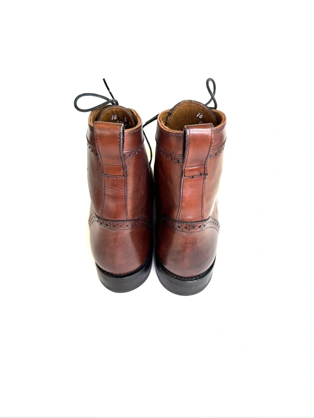 Allen Edmonds Port Washington Burgundy Leather Brogue Wingtip Ankle Boots Sz 10D